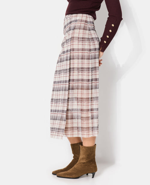 Jupe longue en résille effet porte-feuille motif carreaux - PIMKIE - 2