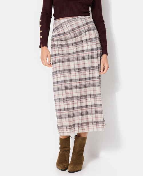 Jupe longue en résille effet porte-feuille motif carreaux - PIMKIE - 5