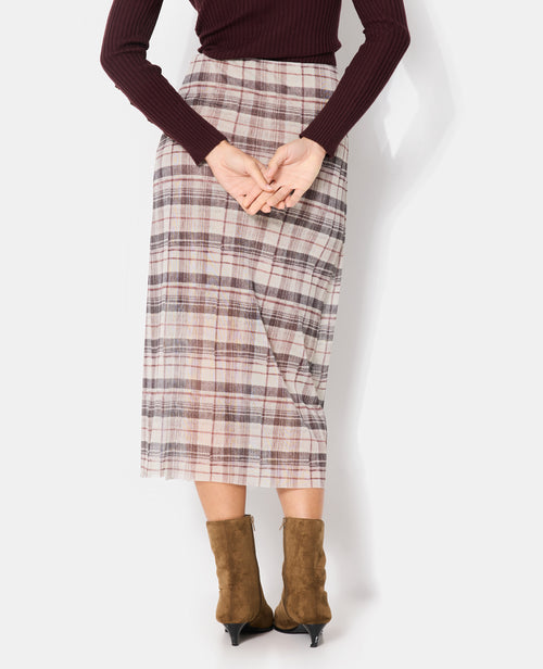 Jupe longue en résille effet porte-feuille motif carreaux - PIMKIE - 6