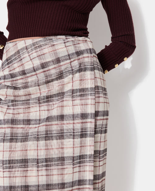 Jupe longue en résille effet porte-feuille motif carreaux - PIMKIE - 7