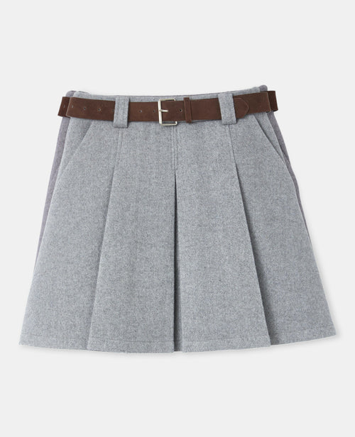Jupe courte plissée avec laine - PIMKIE - 4