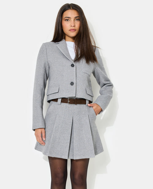 Jupe courte plissée avec laine - PIMKIE - 1