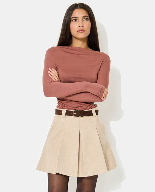 Jupe courte plissée avec laine - PIMKIE - 3