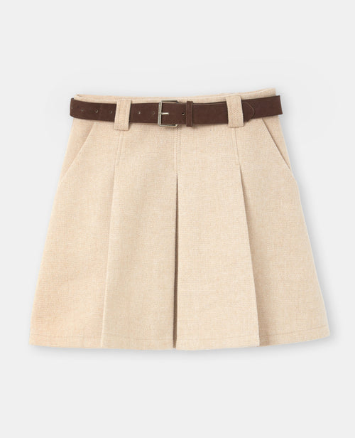 Jupe courte plissée avec laine - PIMKIE - 4