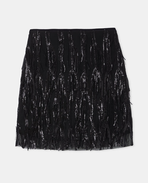 Jupe courte en résille avec franges en sequins - PIMKIE - 4