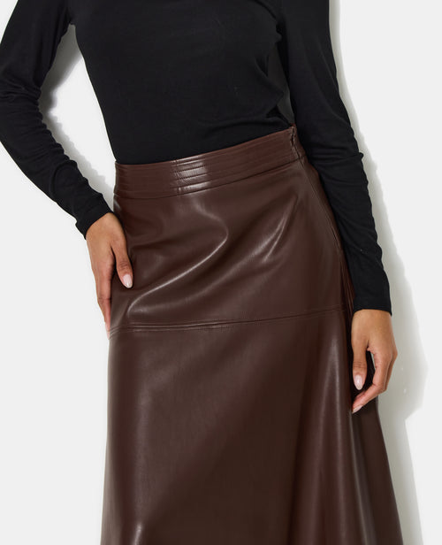 Jupe longue et évasée en simili avec jeux de couture - PIMKIE - 2