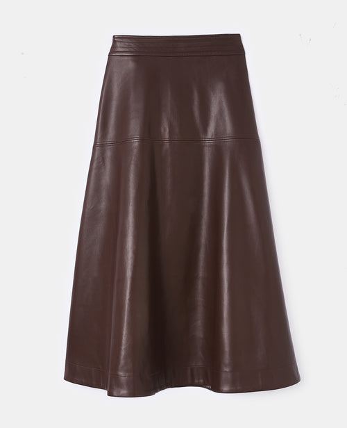 Jupe longue et évasée en simili avec jeux de couture - PIMKIE - 4