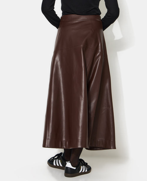 Jupe longue et évasée en simili avec jeux de couture - PIMKIE - 6