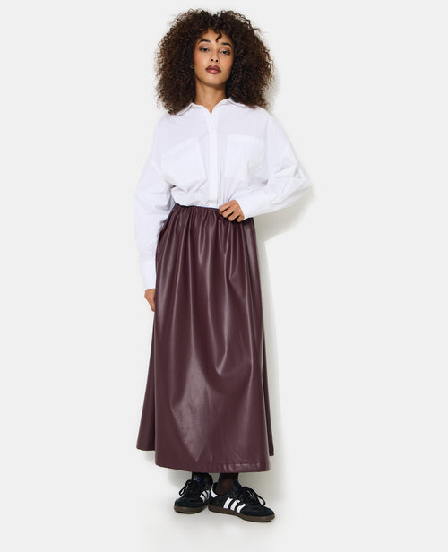 Jupe longue et évasée en simili - PIMKIE - 3