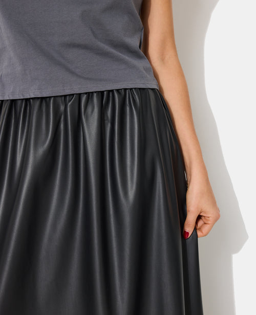 Jupe longue et évasée en simili - PIMKIE - 3