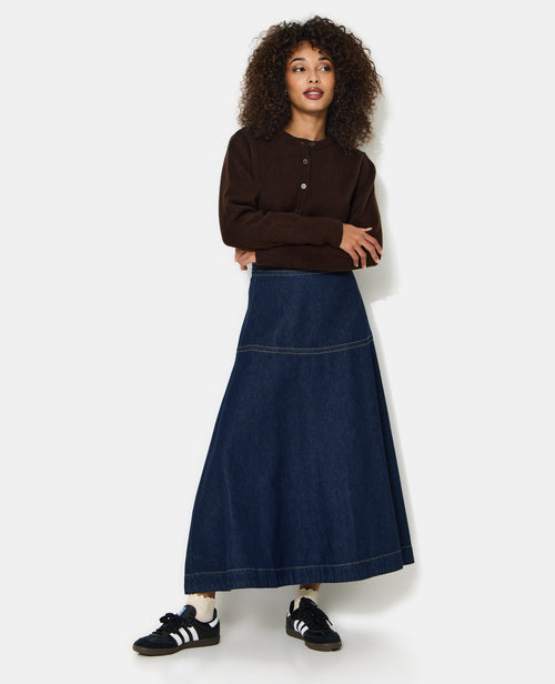 Jupe longue et évasée en jean - PIMKIE - 1
