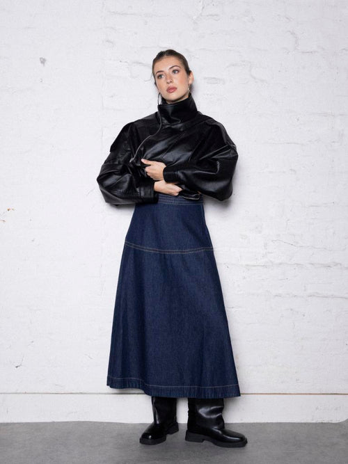 Jupe longue et évasée en jean - PIMKIE - 1