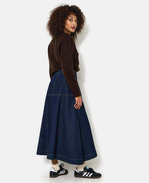 Jupe longue et évasée en jean - PIMKIE - 3