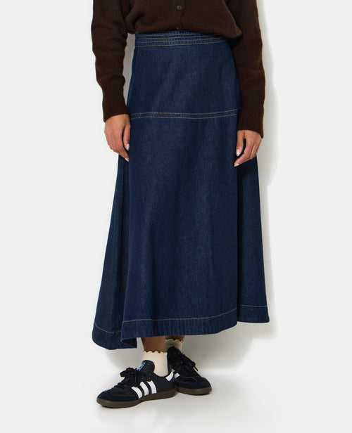 Jupe longue et évasée en jean - PIMKIE - 5