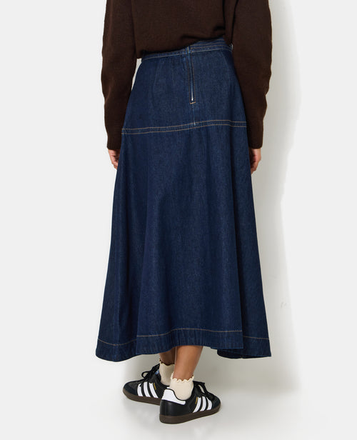 Jupe longue et évasée en jean - PIMKIE - 6