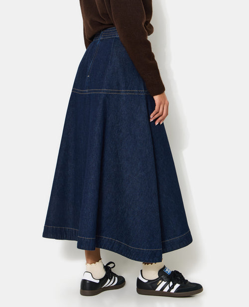 Jupe longue et évasée en jean - PIMKIE - 7