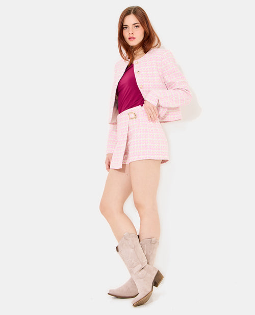 Jupe-short en tweed avec boucle fantaisie - PIMKIE - 3