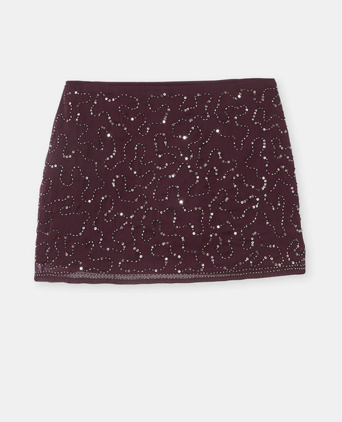 Jupe courte en voile avec sequins et perles - PIMKIE - 4