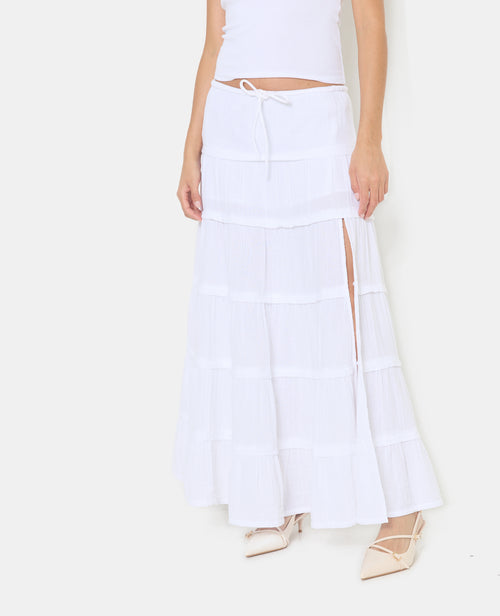 Jupe longue à étages ceinture élastiquée - PIMKIE - 3