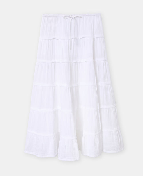 Jupe longue à étages ceinture élastiquée - PIMKIE - 4