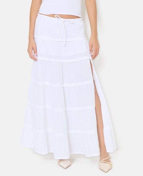 Jupe longue à étages ceinture élastiquée - PIMKIE - 5