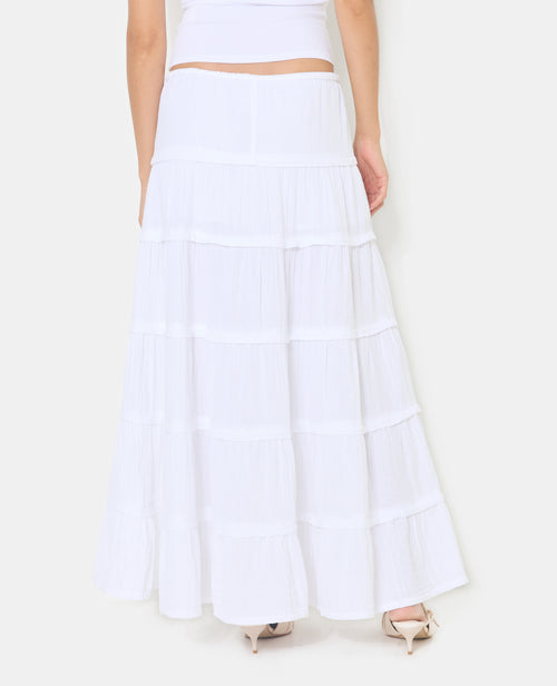 Jupe longue à étages ceinture élastiquée - PIMKIE - 6