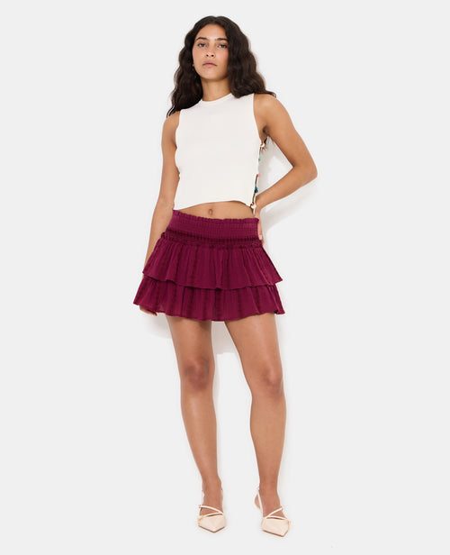 Jupe-short avec volant et broderies - PIMKIE - 1