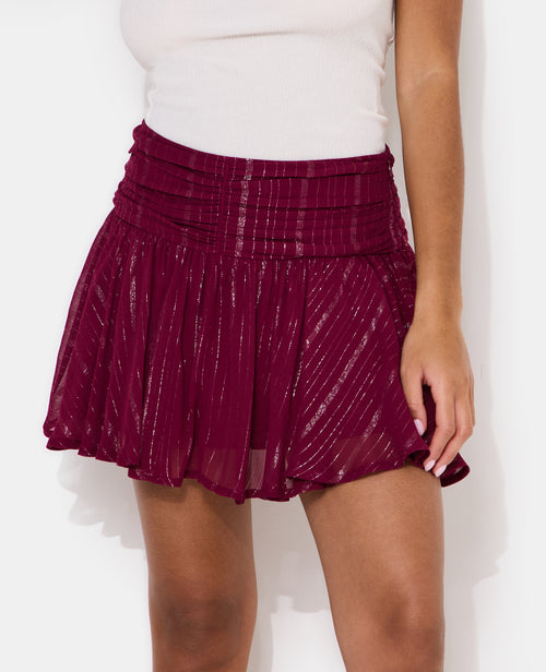 Jupe courte taille drapée avec lurex - PIMKIE - 2