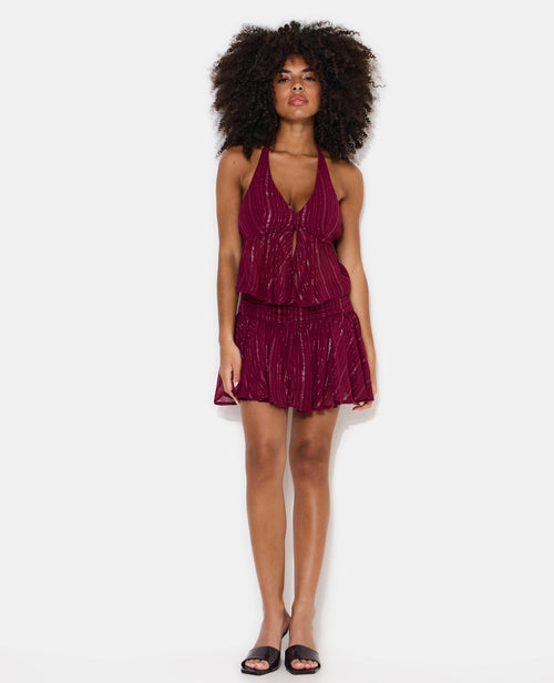 Jupe courte taille drapée avec lurex - PIMKIE - 3