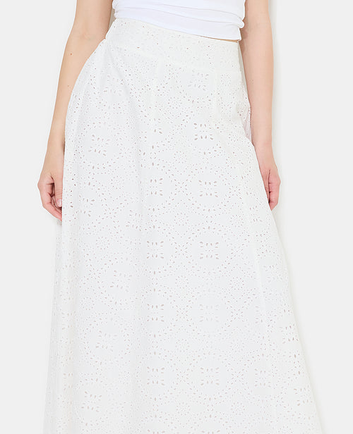 Jupe longue en tissu ajouré façon broderie anglaise - PIMKIE - 3