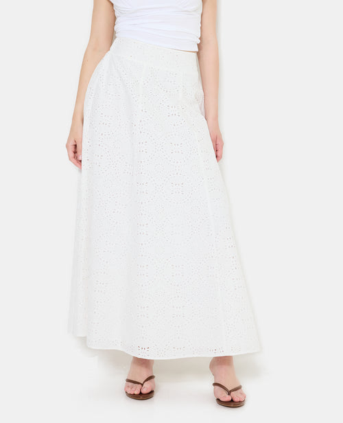 Jupe longue en tissu ajouré façon broderie anglaise - PIMKIE - 5
