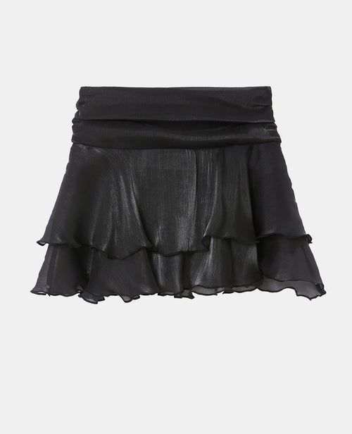 Jupe courte en voile brillant avec drapés et volants - PIMKIE - 4