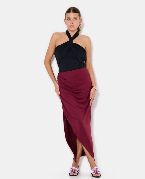Jupe longue en maille stretch avec fente - PIMKIE - 1