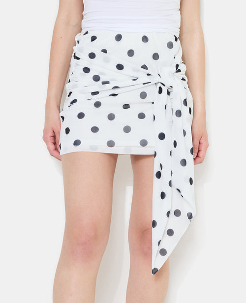 Jupe courte à pois avec pans à nouer devant - PIMKIE - 2