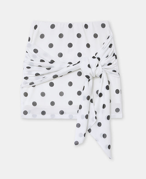 Jupe courte à pois avec pans à nouer devant - PIMKIE - 4