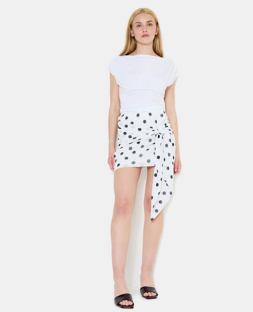 Jupe courte à pois avec pans à nouer devant - PIMKIE - 7