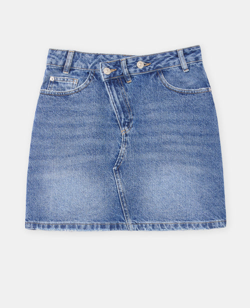 Jupe courte en jean avec bouton décalé - PIMKIE - 4