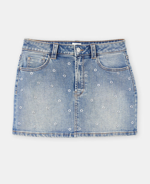 Jupe mini en jean avec œillets métalliques - PIMKIE - 4
