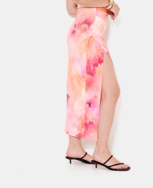 Jupe longue en maille stretch avec fleurs - PIMKIE - 2