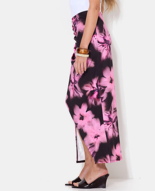 Jupe longue en maille stretch avec fleurs - PIMKIE - 2