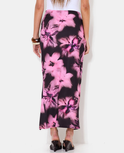 Jupe longue en maille stretch avec fleurs - PIMKIE - 6