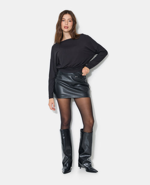 Jupe-short en simili avec ceinture fine - PIMKIE - 1