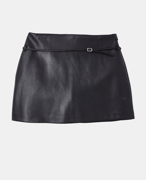 Jupe-short en simili avec ceinture fine - PIMKIE - 4