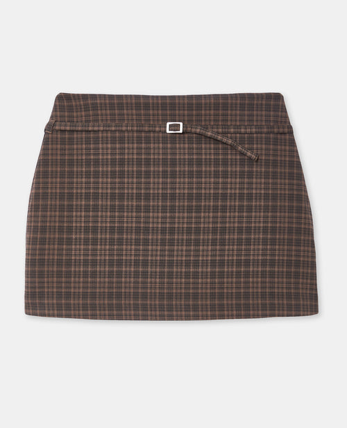 Jupe-short à carreaux avec ceinture fine - PIMKIE - 4