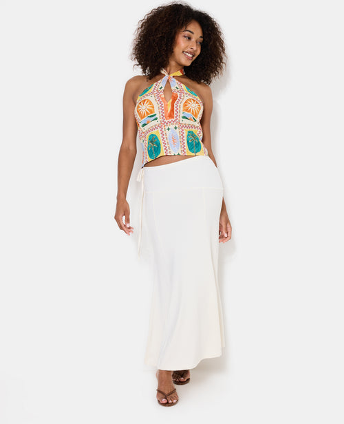 Jupe longue évasée en maille stretch - PIMKIE - 1