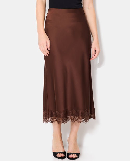 Jupe longue en satin avec galon dentelle - PIMKIE - 5