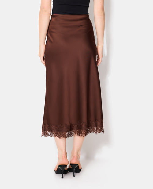 Jupe longue en satin avec galon dentelle - PIMKIE - 6