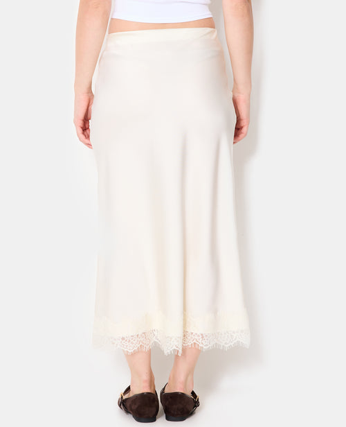 Jupe longue en satin avec galon dentelle - PIMKIE - 6