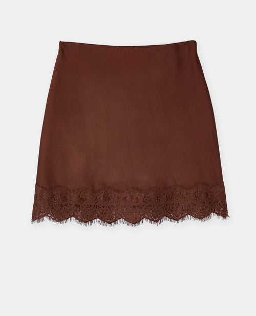 Jupe courte en satin avec galon dentelle - PIMKIE - 4