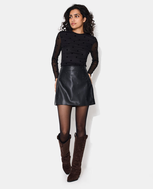 Jupe courte en simili avec mini-clous - PIMKIE - 1